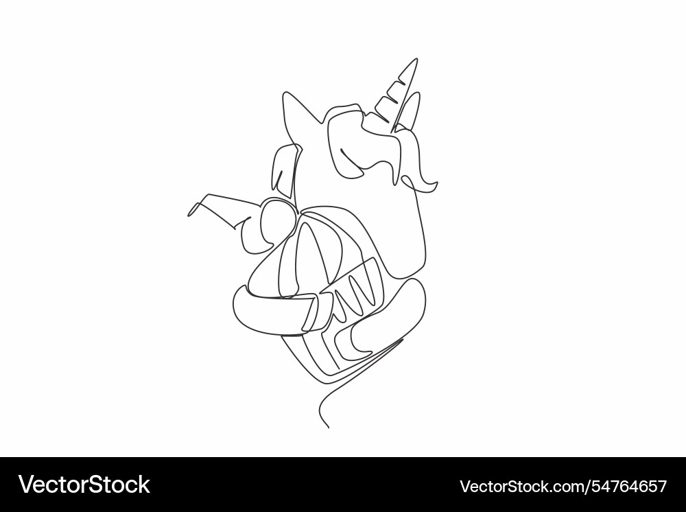Single continuous line drawing the unicorn Single continuous line drawing the unicorn vector image