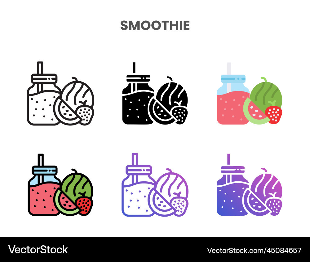 Smoothie icons set with different styles Vector Image