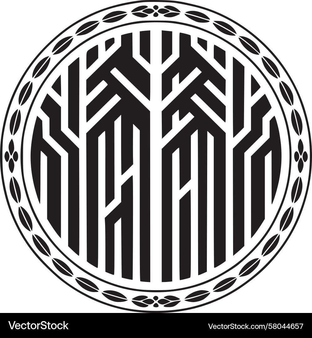 Stylized Tree Emblem - Circular Pattern Vector Image