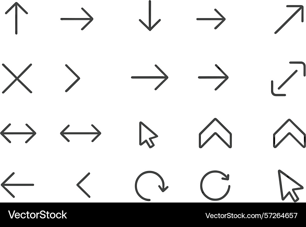 Various arrow icons displaying different vector image