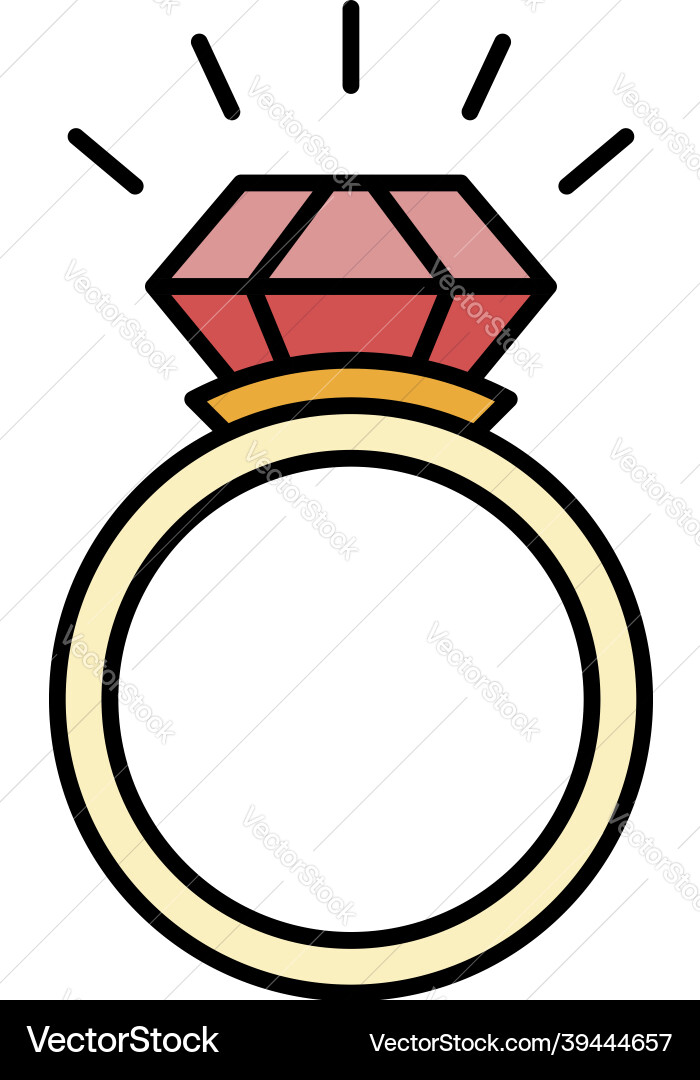 Wedding ring icon color outline Wedding ring icon color outline vector image