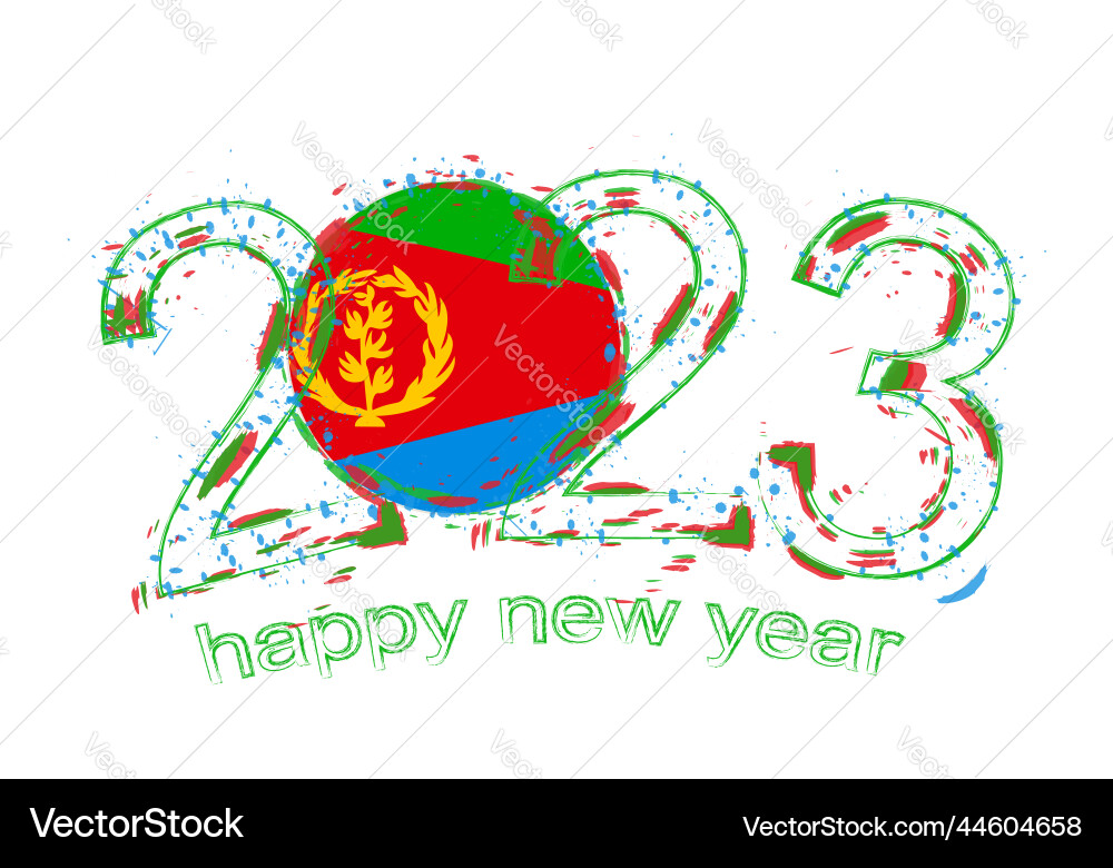 2023 year in grunge style with flag of eritrea Vector Image