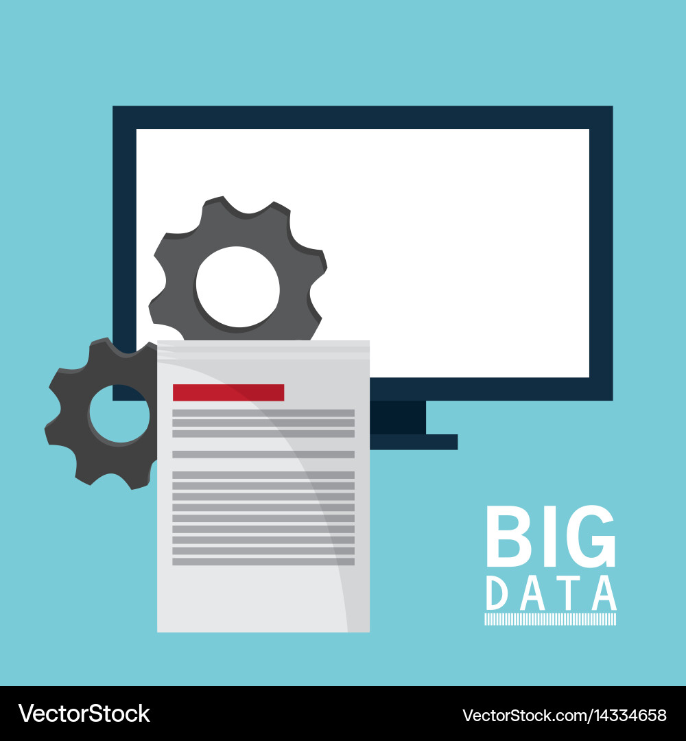 Big data comuter gears document vector image