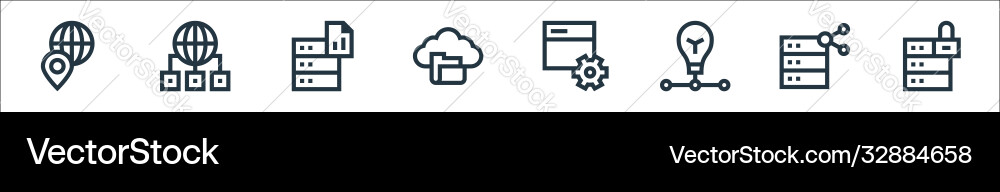 Big data line icons linear set quality Big data line icons linear set quality vector image