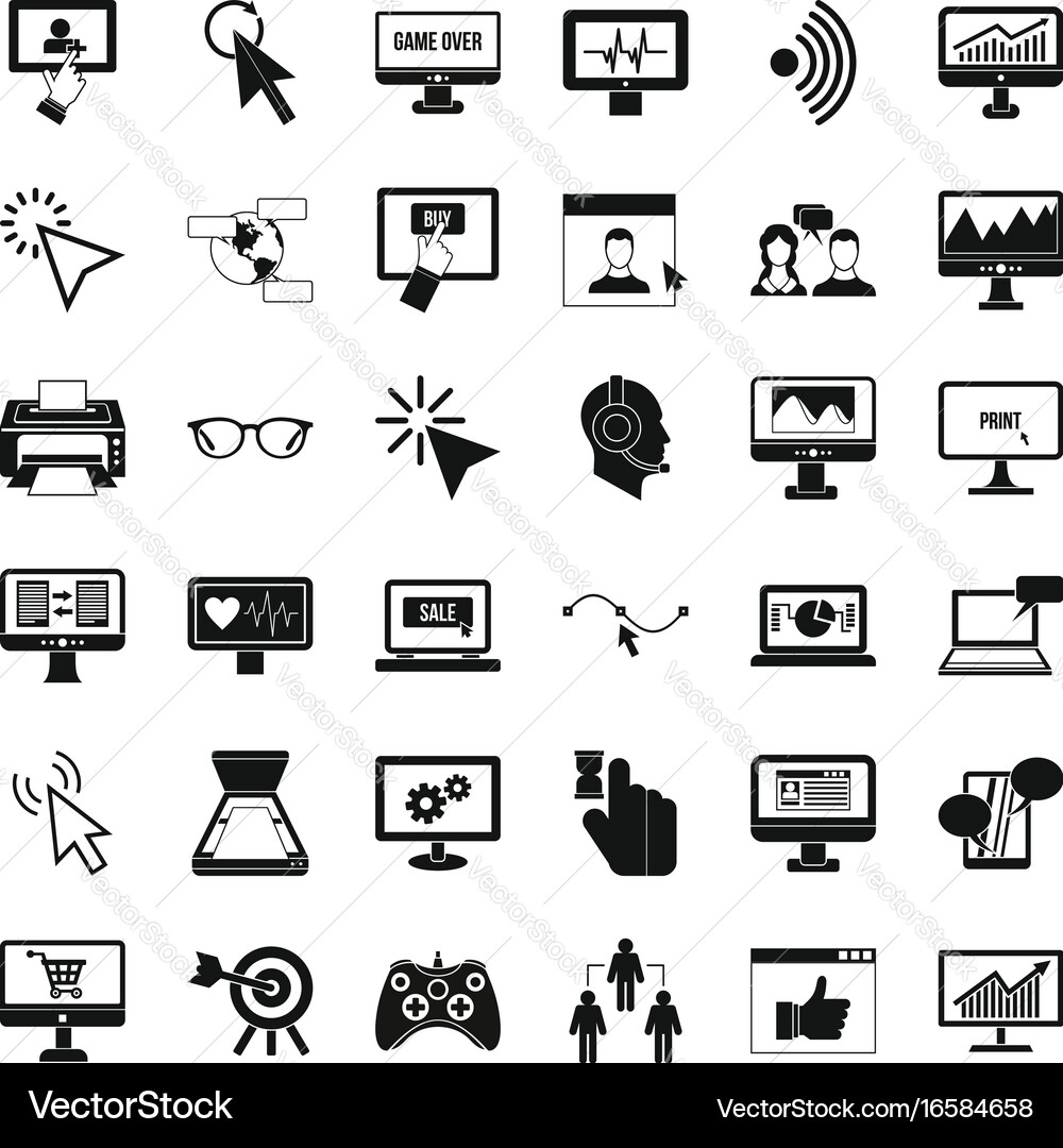 Computer display icons set simple style vector image