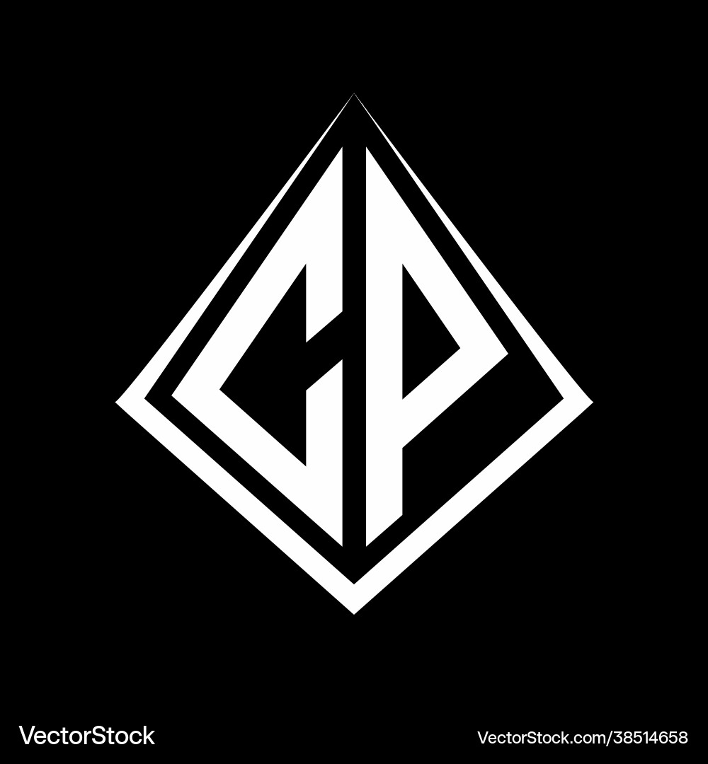 Cp logo letters monogram with prisma shape design Cp logo letters monogram with prisma shape design Vector Image