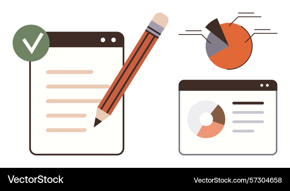 Data analysis and reporting with checklist charts Data analysis and reporting with checklist charts vector image