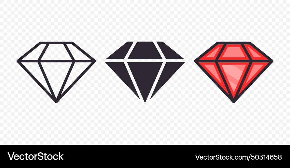Flat simple minimalistic gemstone icons set Flat simple minimalistic gemstone icons set vector image