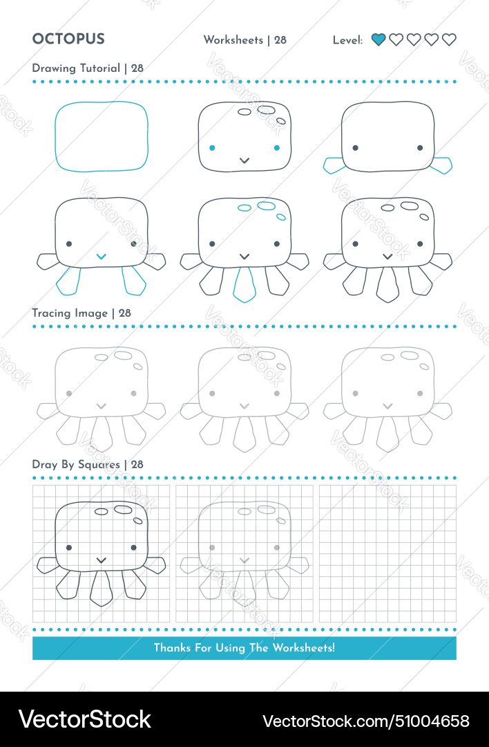 How to draw doodle animal octopus cartoon Vector Image
