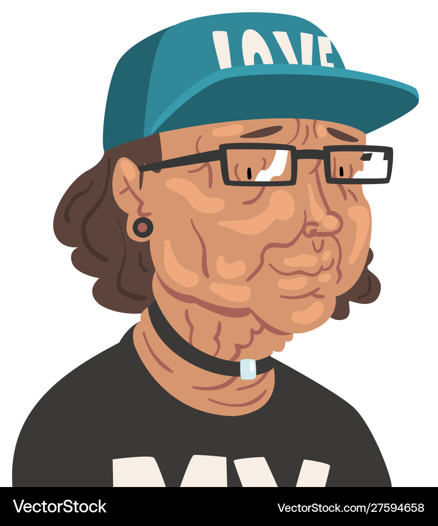 Mode Senior Frau tragen Baseball Kappe Mode Senior Frau tragen Baseball Kappe vektorbild