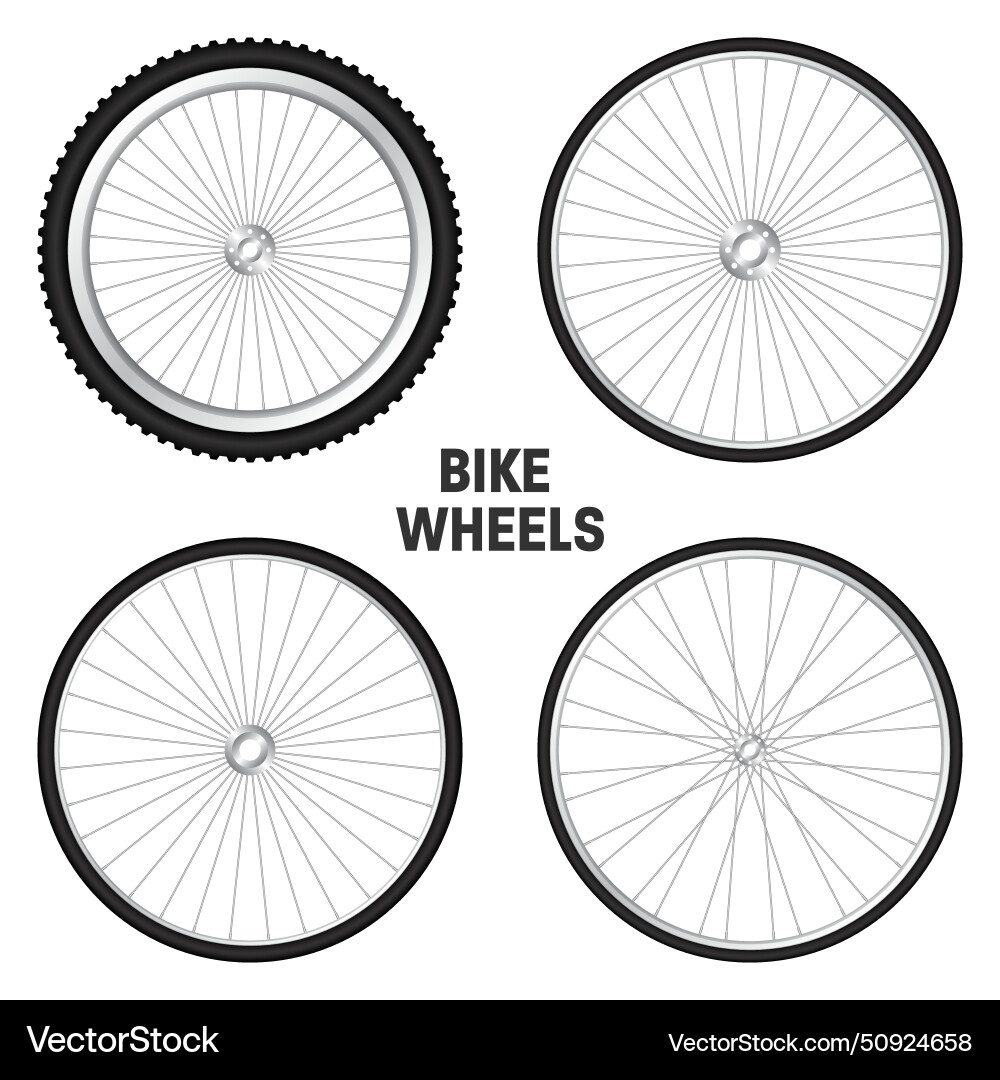 Realistic 3d bicycle wheels bike rubber tyres Vector Image