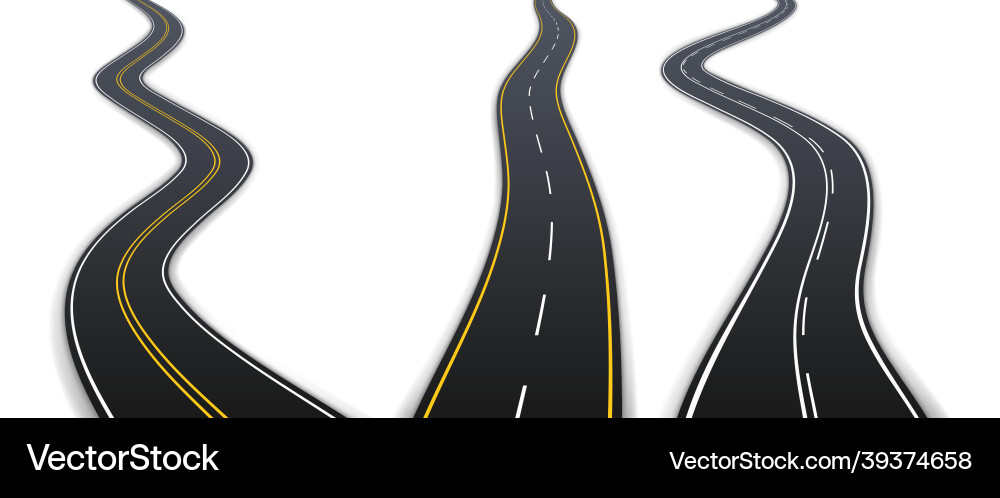 Realistic asphalt highway roads with yellow Realistic asphalt highway roads with yellow vector image