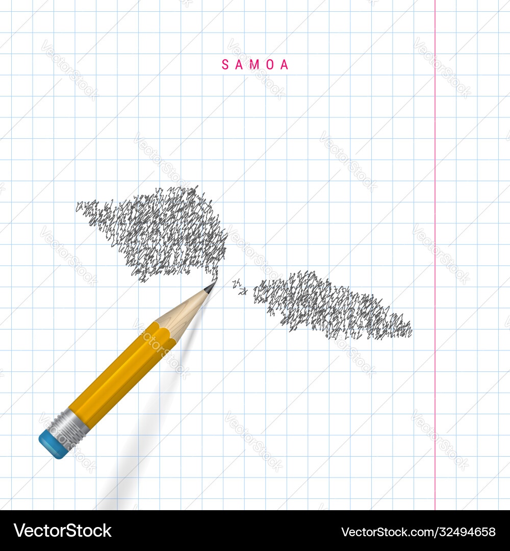 Samoa sketch scribble map drawn on checkered – Royalty-Free Vector ...