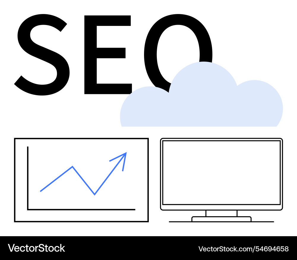 Seo concept with graph monitor and cloud Seo concept with graph monitor and cloud vector image