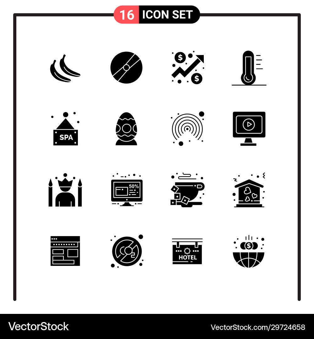 Set 16 solid style icons for web and mobile Vector Image