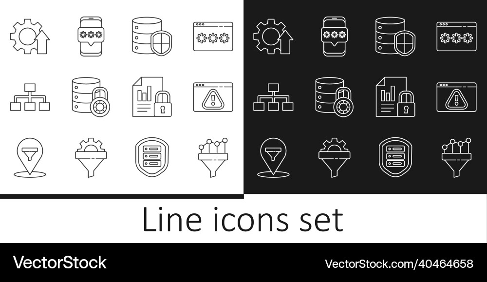 Set line sales funnel with chart browser Vector Image