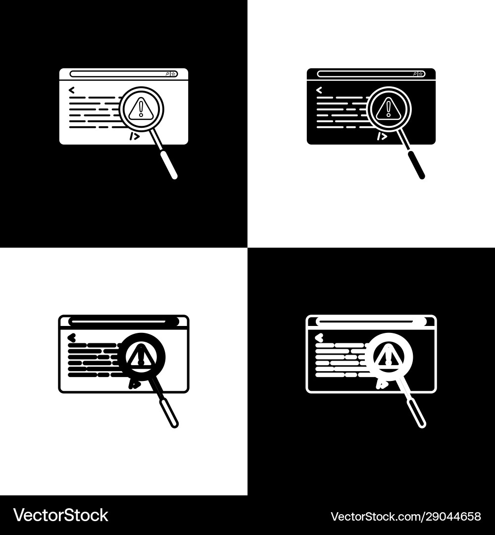 Set system bug concept icon isolated on black Vector Image