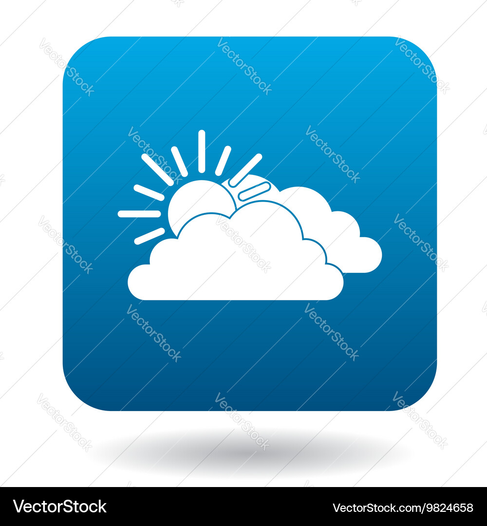 Sun and clouds icon in simple style vector image