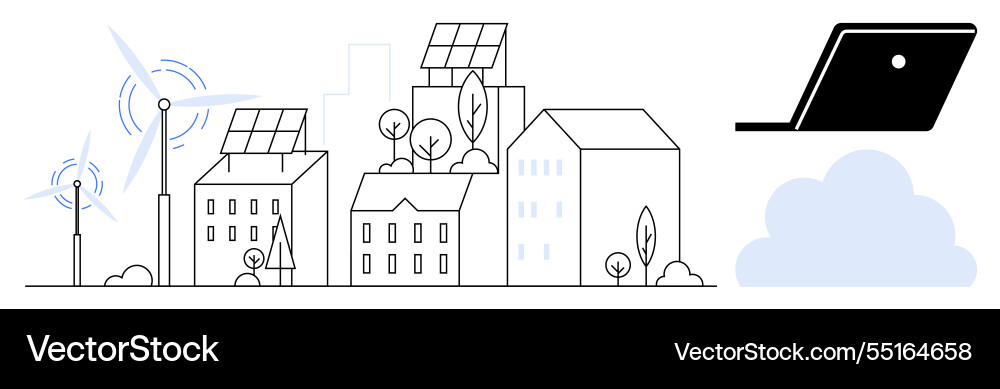 Sustainable smart city with solar panels and wind Sustainable smart city with solar panels and wind vector image
