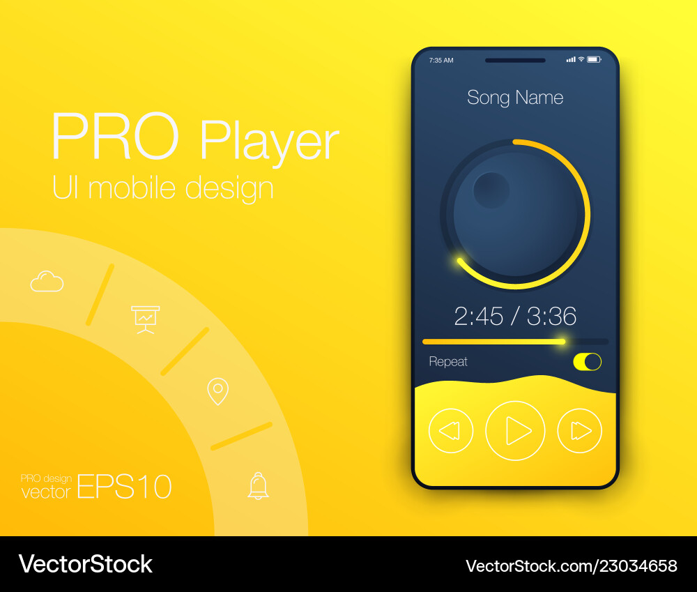 Ux audio player templates stock eps10 vector image