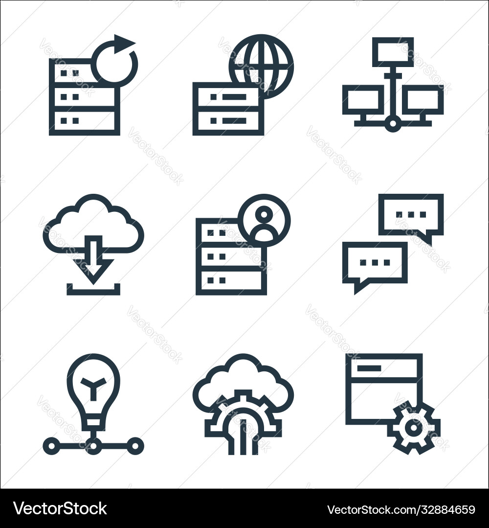 Big data line icons linear set quality Big data line icons linear set quality Vector Image