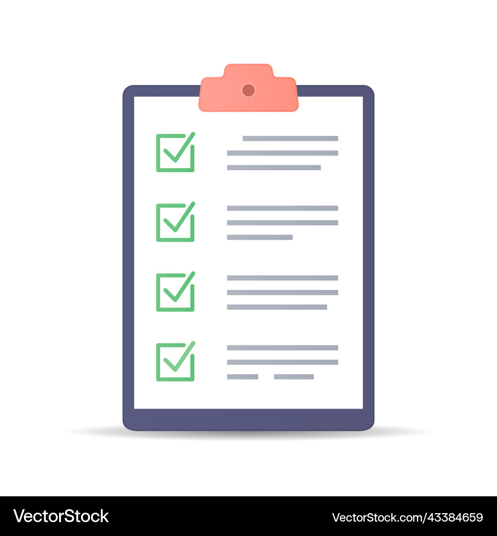 Clipboard and check marks checklist flat style Clipboard and check marks checklist flat style Vector Image