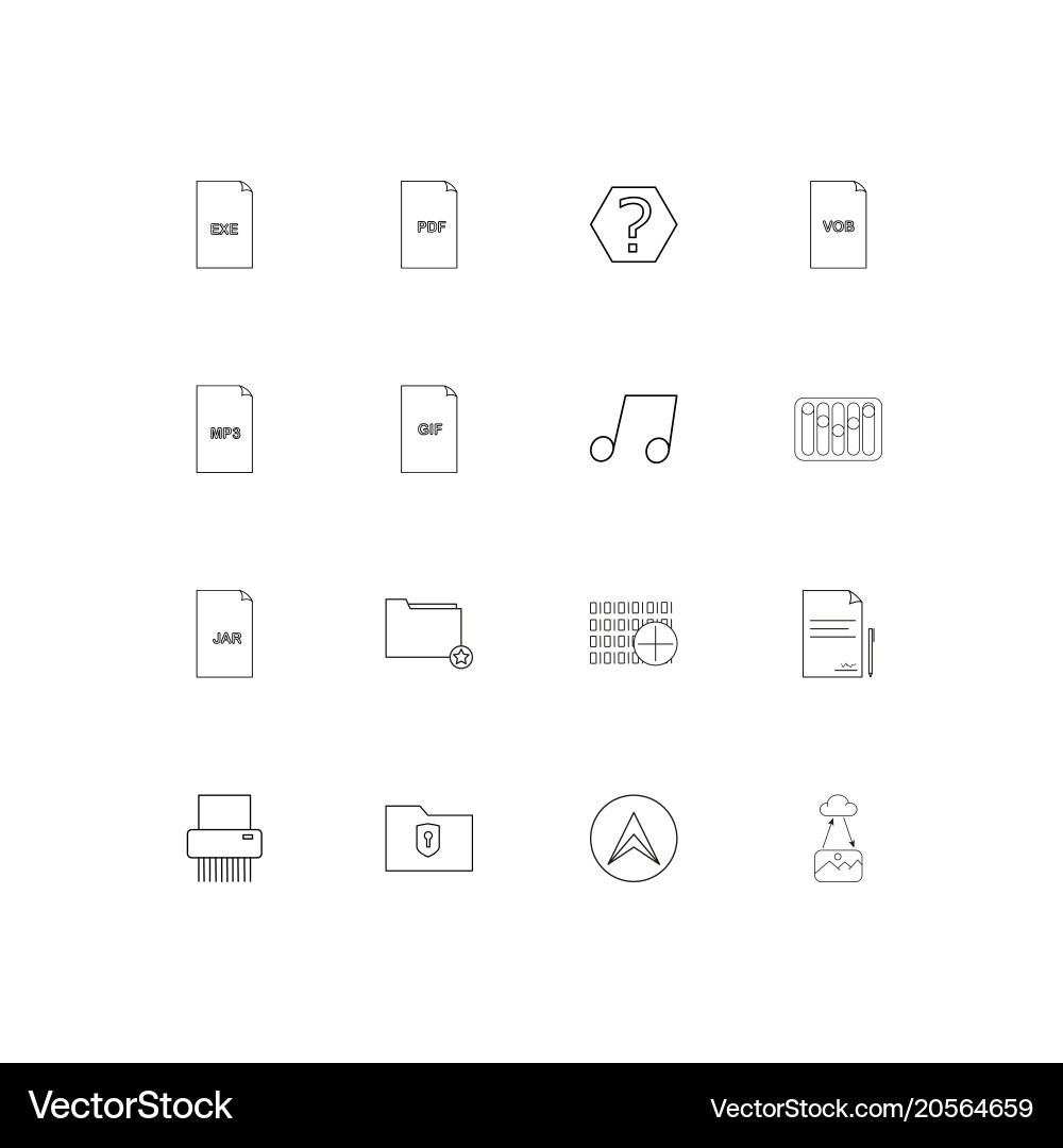 Files and folders sign simple linear icons set vector image