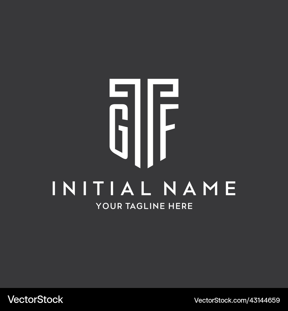 Gf monogram initial name with shield shape icon Gf monogram initial name with shield shape icon Vector Image