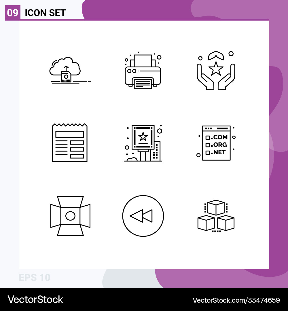 Group 9 modern outlines set for ui text Vector Image