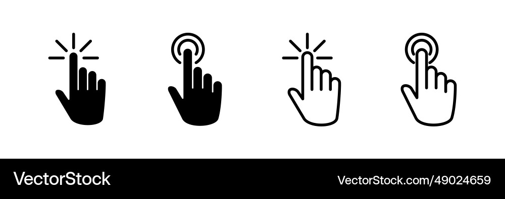 Hand click icon clicking finger pointer vector image