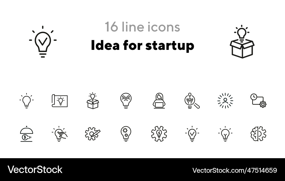 Idea for startup line icon set vector image