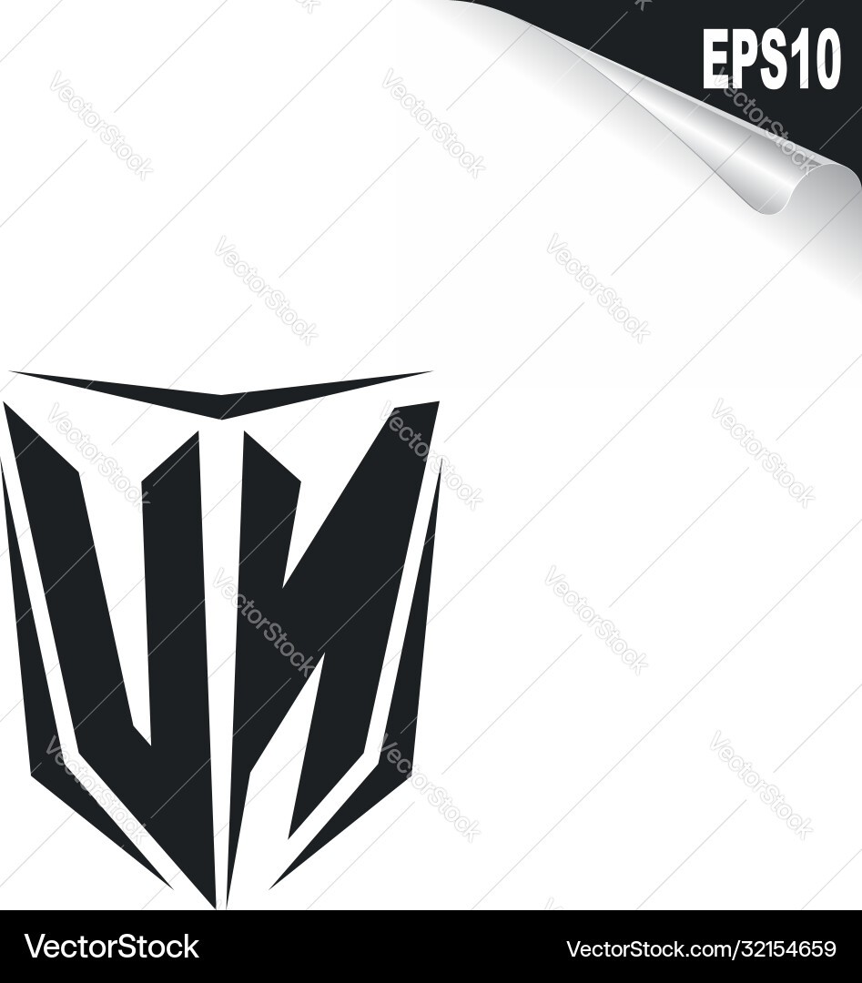 Initial un logo design with shield style Vector Image