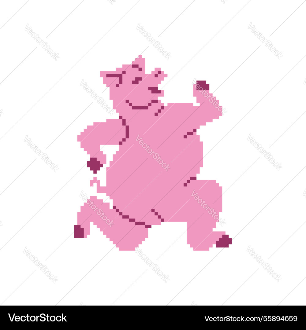 Running pig pixel art 8 bit swine run pixelated Running pig pixel art 8 bit swine run pixelated vector image