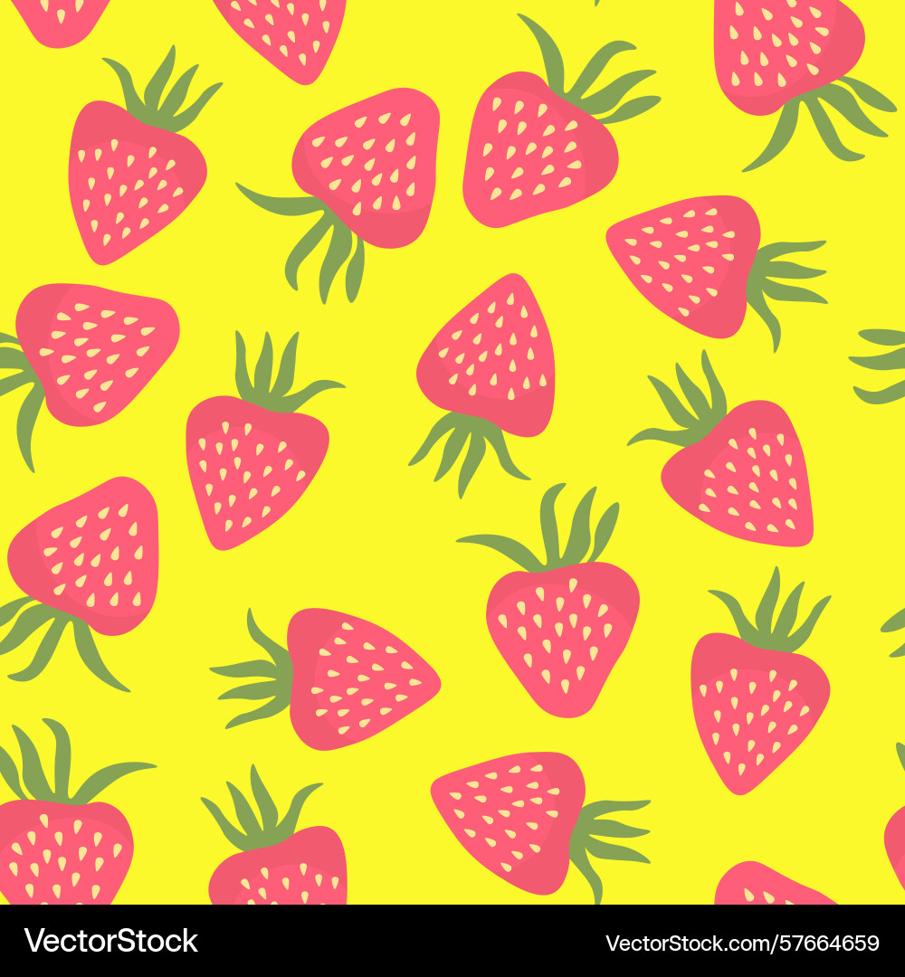 Seamless pattern with strawberry on color Seamless pattern with strawberry on color Vector Image