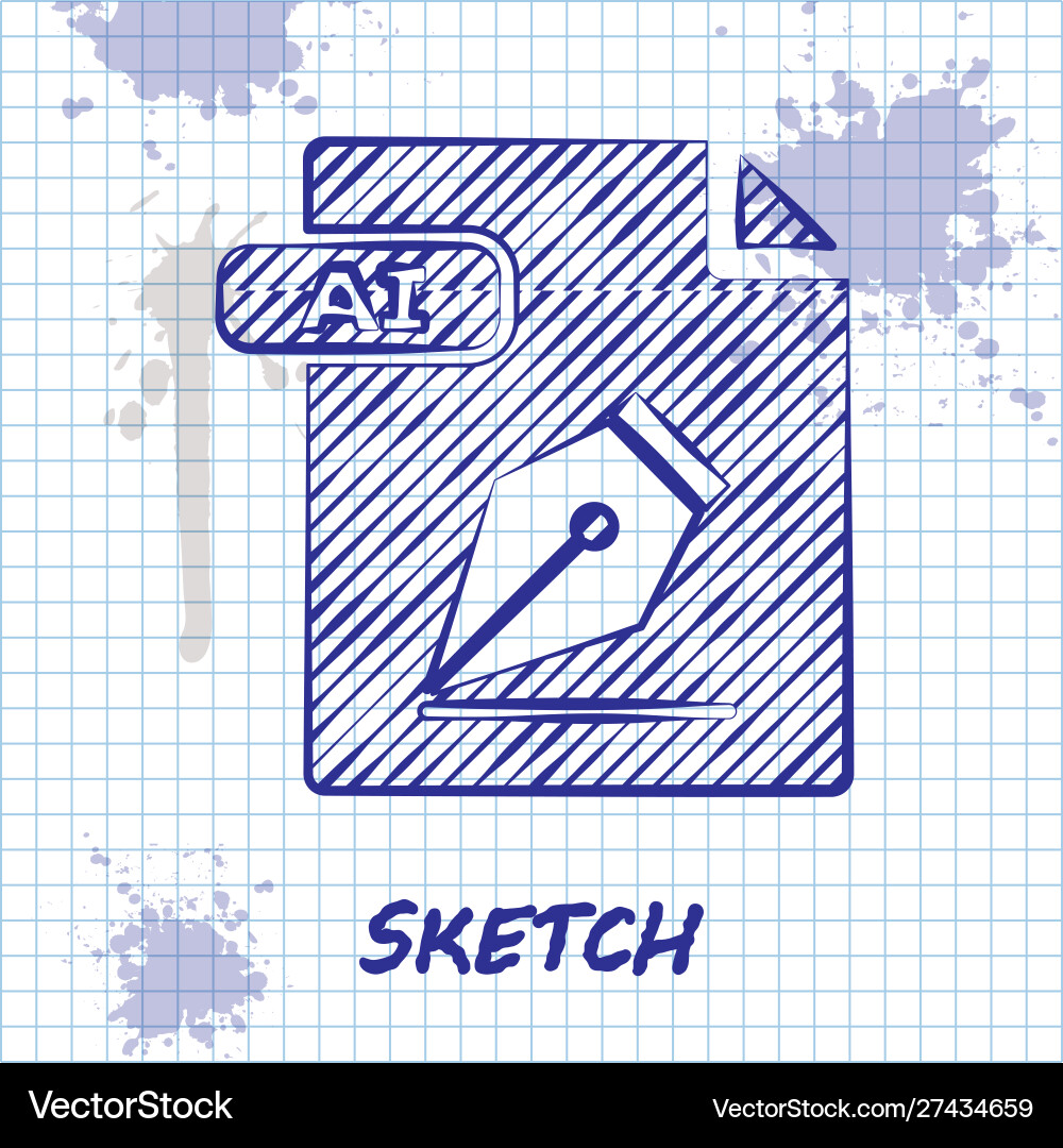 Sketch line ai file document download button Sketch line ai file document download button vector image