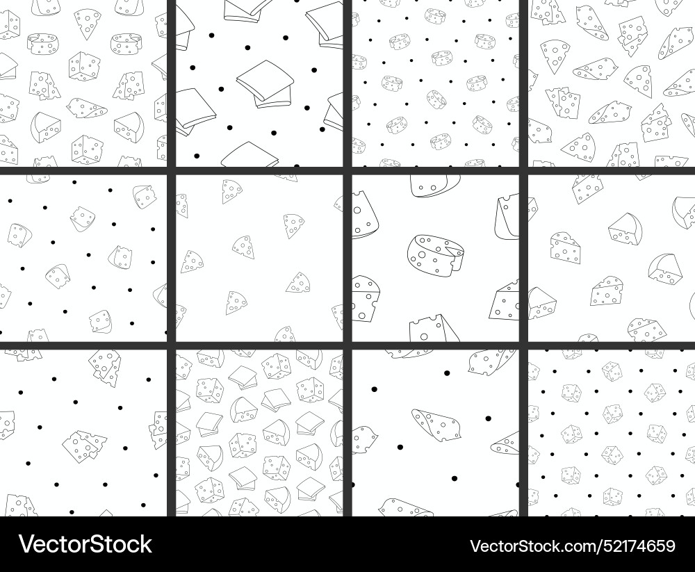 Slices and slicing of cheese seamless pattern Slices and slicing of cheese seamless pattern vector image