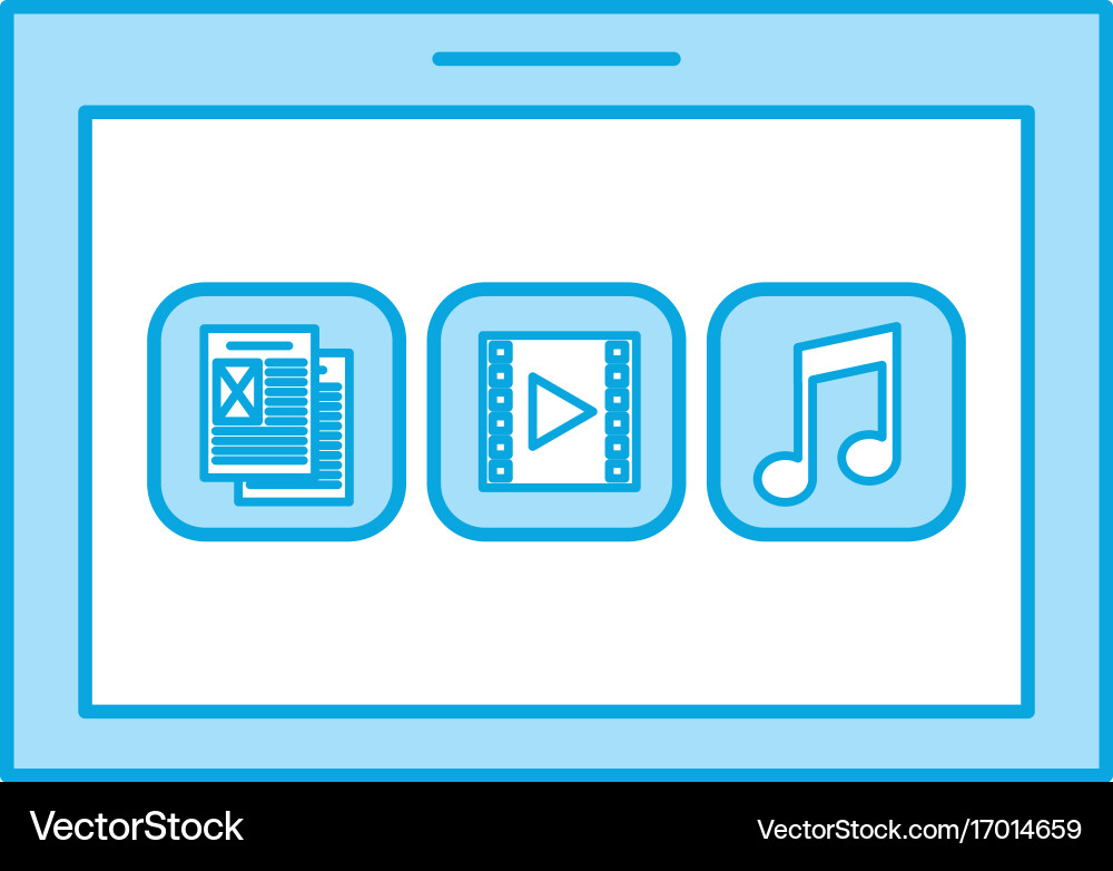 Tablet device with files vector image