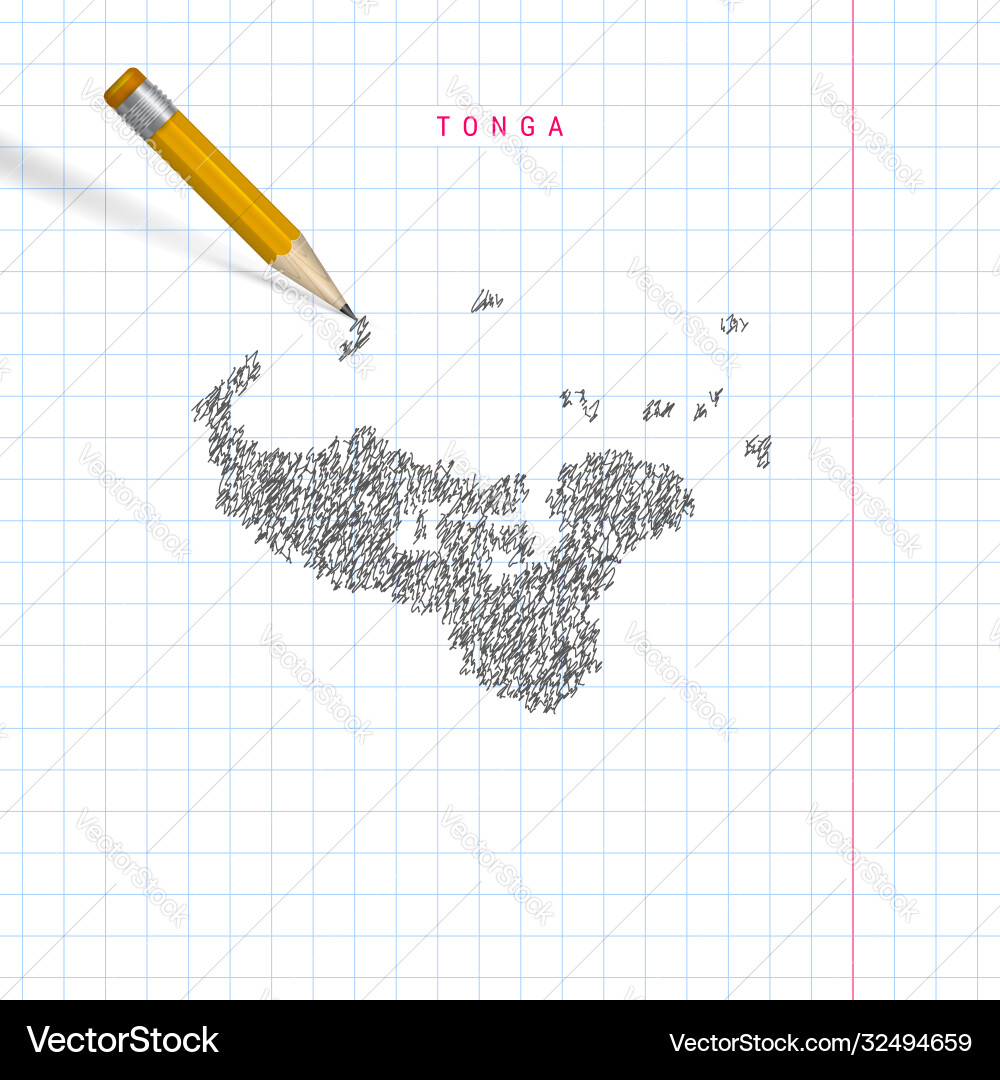 Tonga sketch scribble map drawn on checkered Tonga sketch scribble map drawn on checkered Vector Image