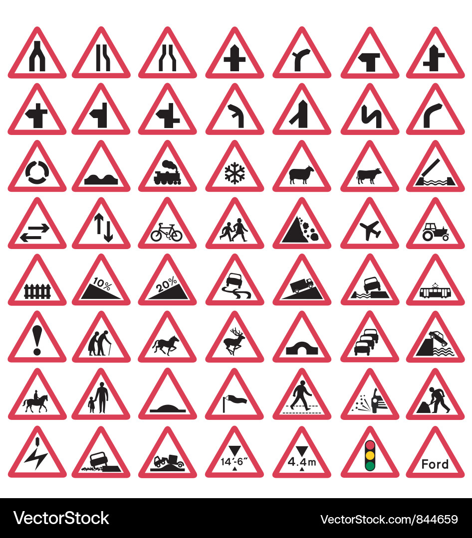 Traffic Warning Signs Collection vector image