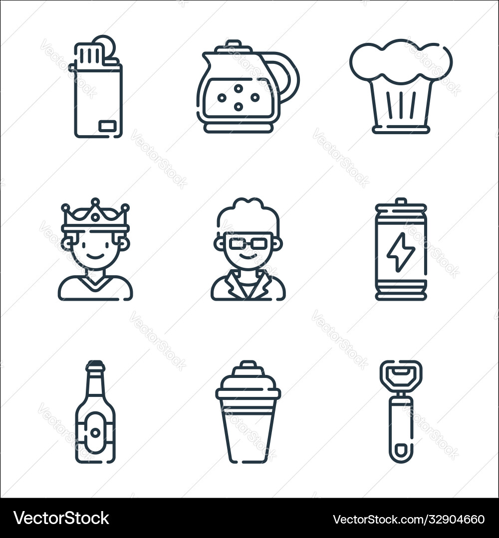 Bar line icons linear set quality Bar line icons linear set quality vector image