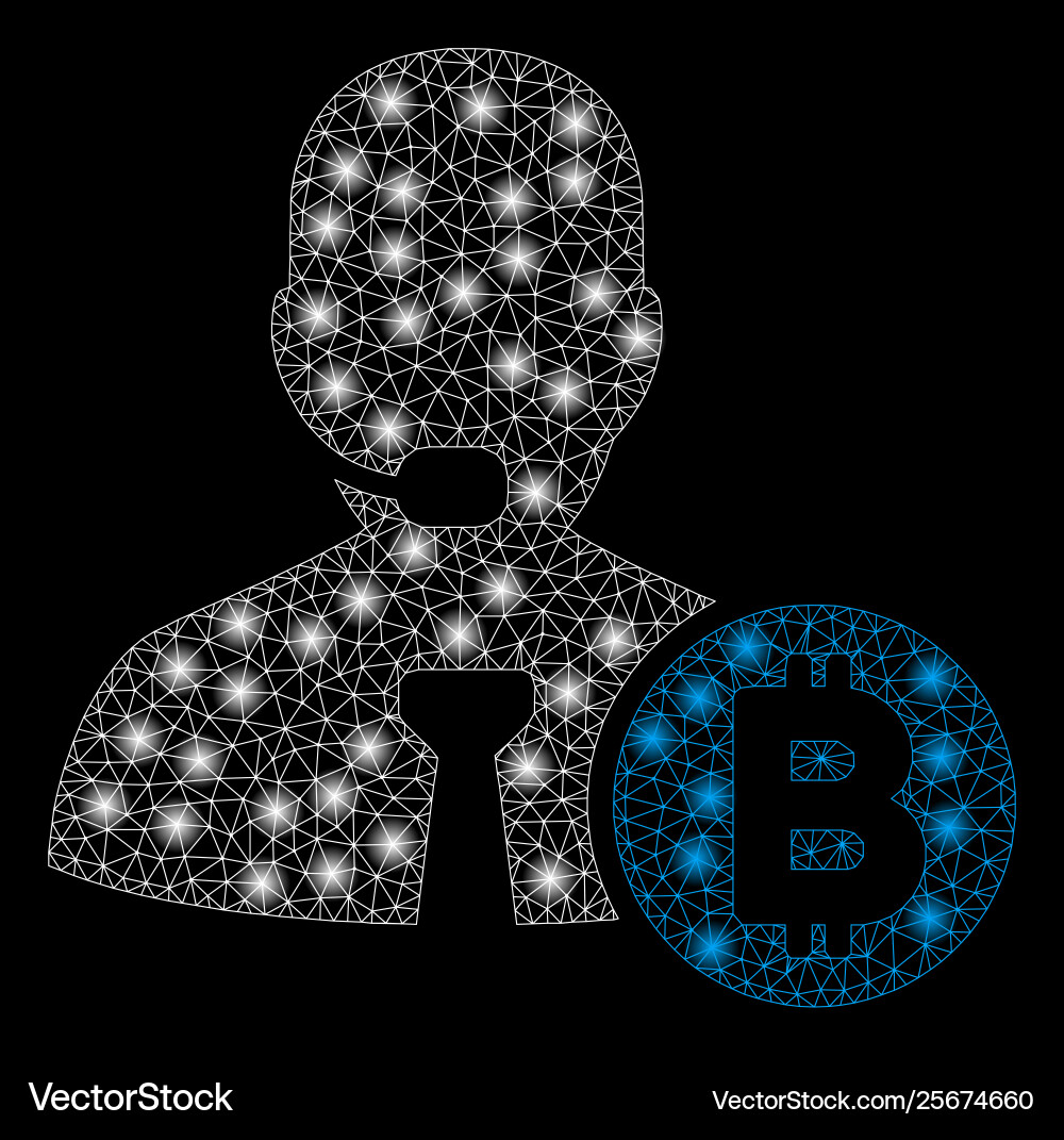 Bright mesh wire frame bitcoin call operator Bright mesh wire frame bitcoin call operator vector image