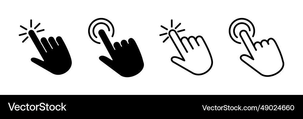 Hand click icon clicking finger pointer Hand click icon clicking finger pointer vector image