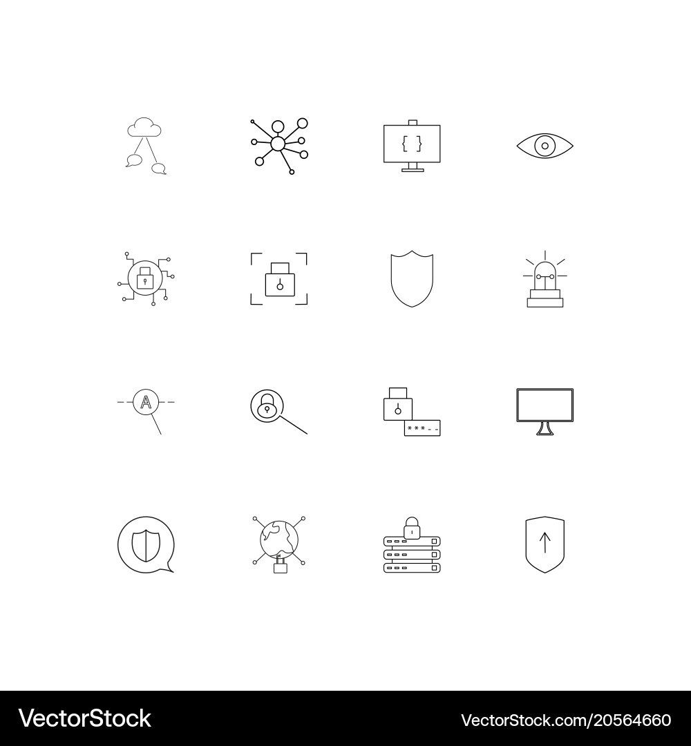 Internet security simple linear icons set vector image