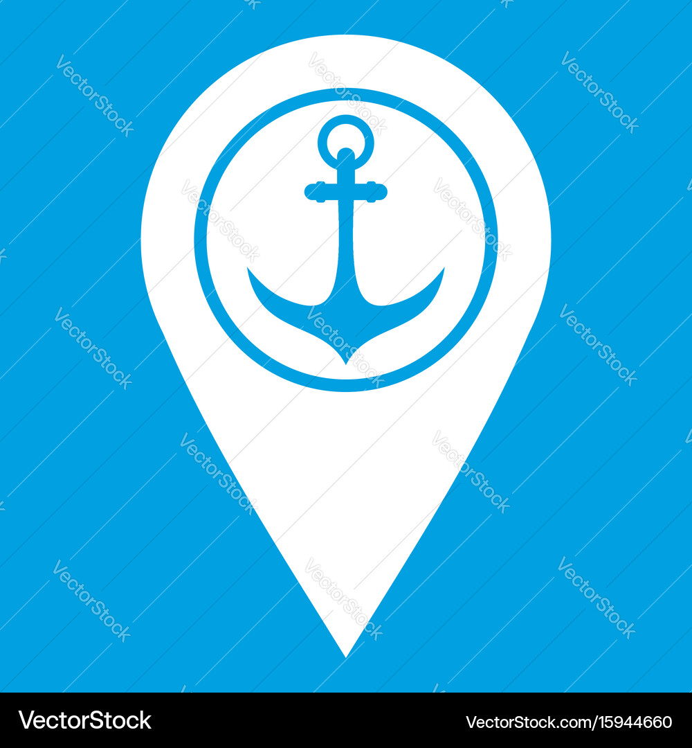 Map pointer with symbol anchor and sea port icon Vector Image