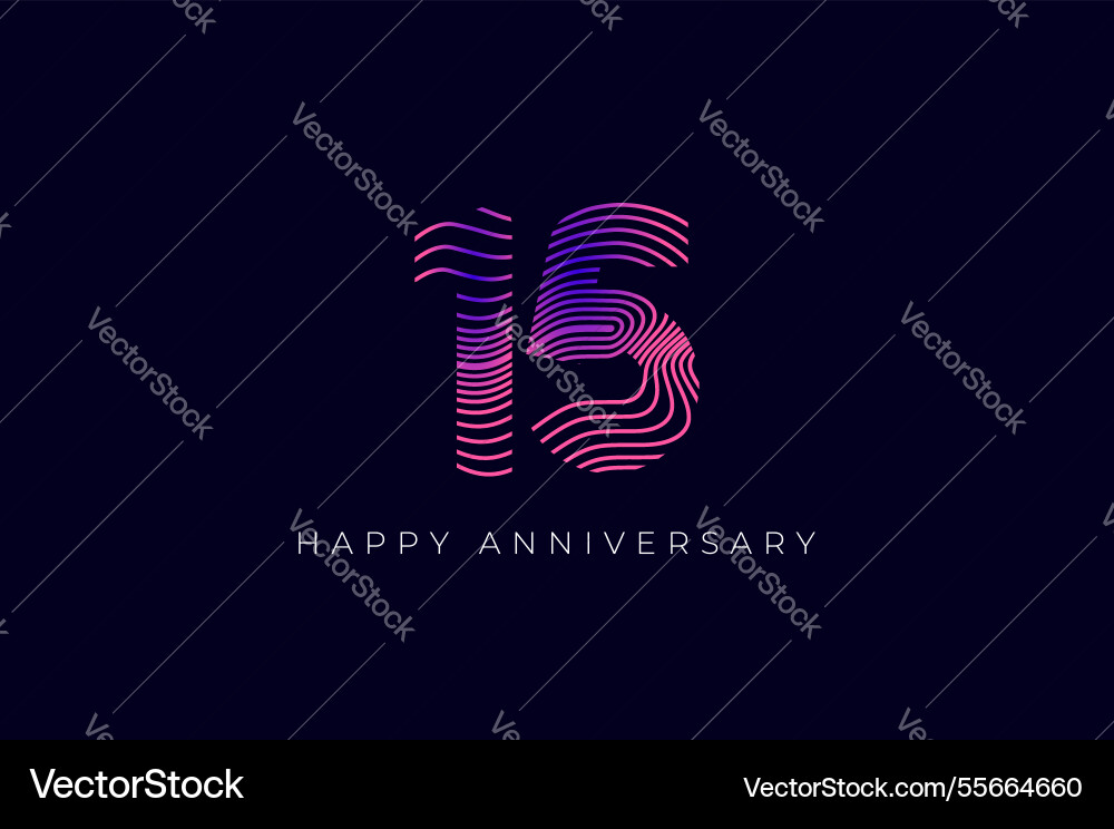 Numeric design with line curve 15th happy vector image