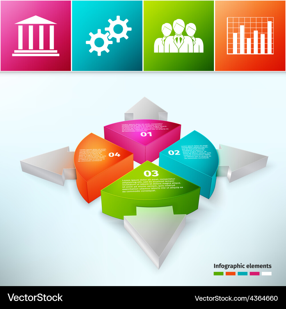 Pie chart with arrows 3d Vector Image