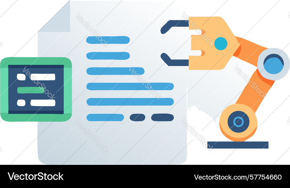 Robotic document processing icon workflow vector image