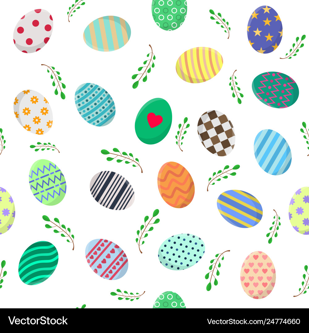 Seamless pattern with different easter eggs Seamless pattern with different easter eggs vector image