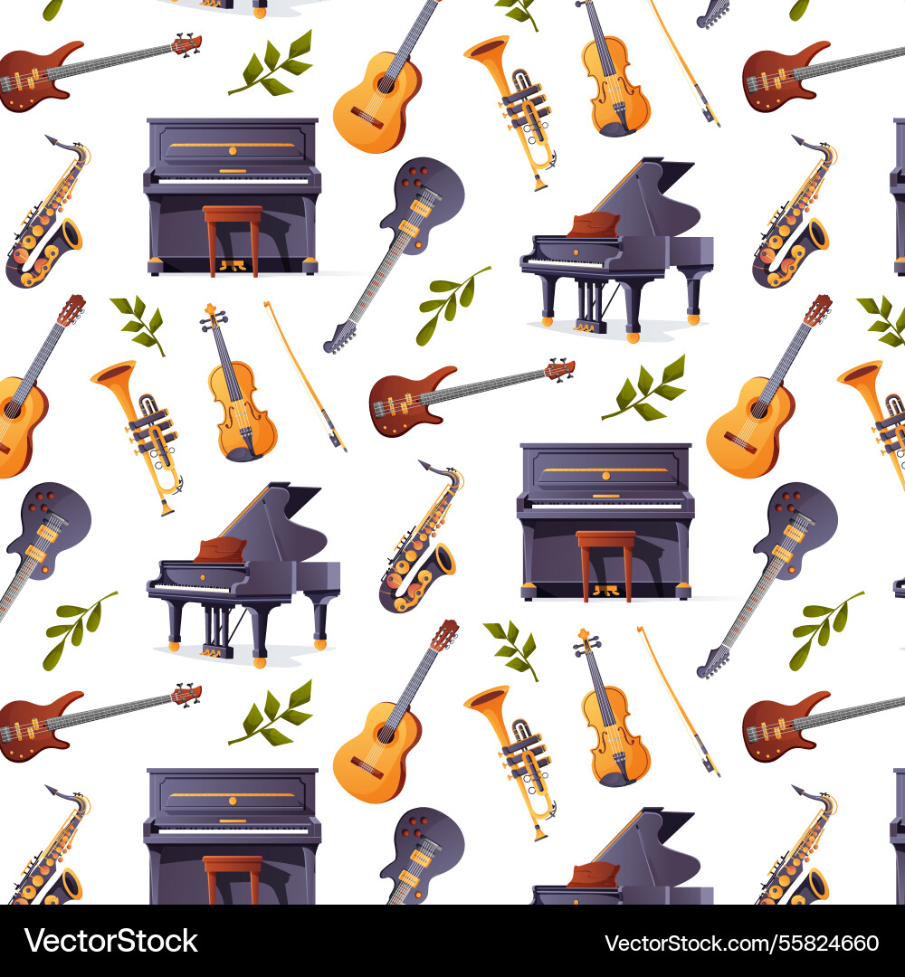 Seamless pattern with musical instruments Seamless pattern with musical instruments vector image