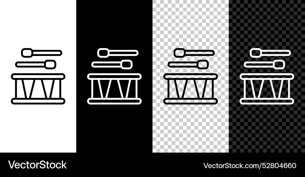 Set line drum with sticks icon isolated Vector Image